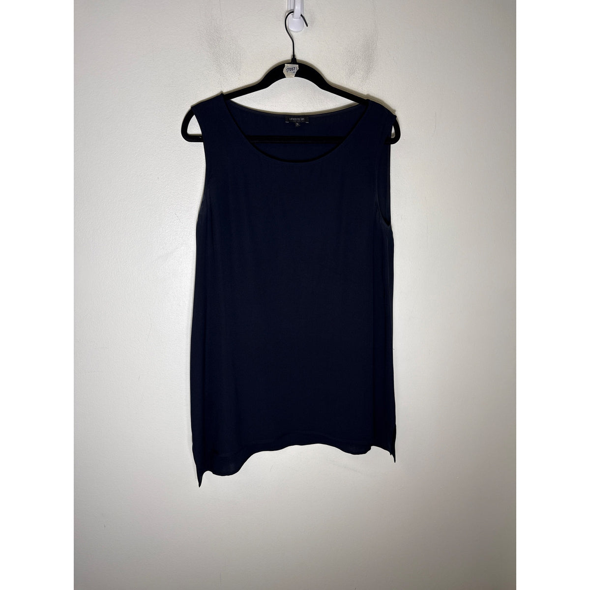 Lafayette 148 Navy 100% Silk Top Sz XL