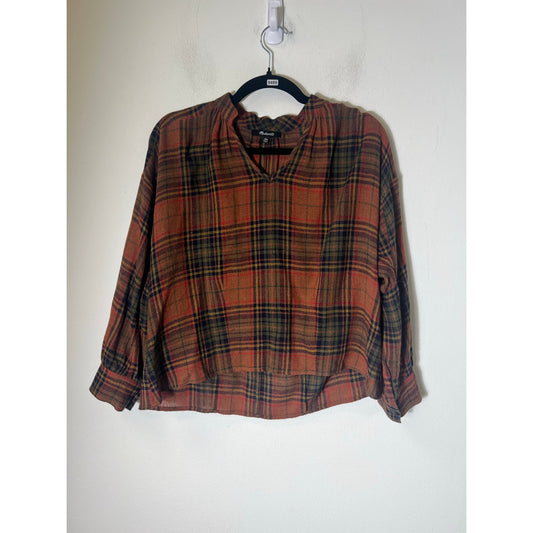 Madewell Long Sleeve Plaid V-Neck Shirt Sz XXS
