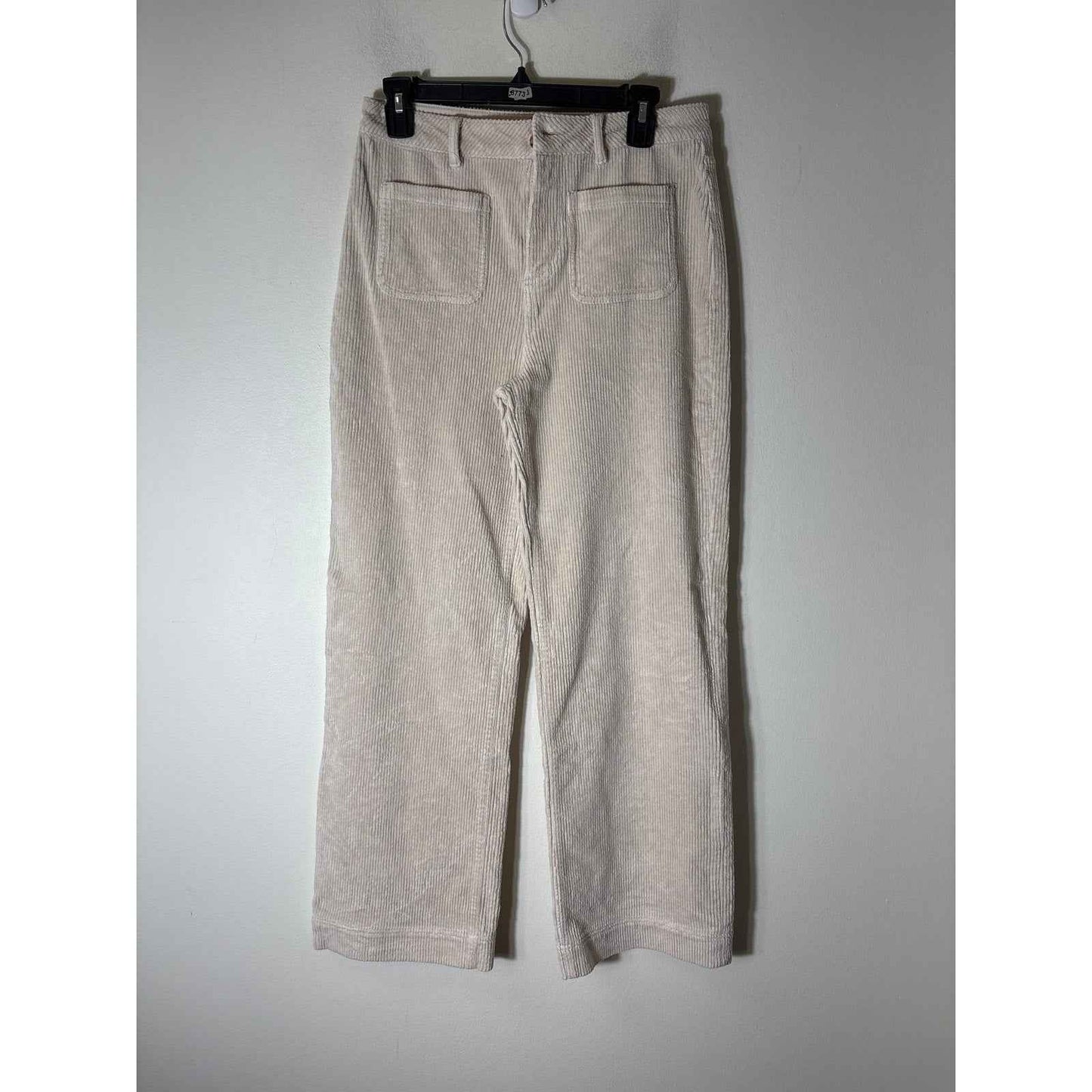 Ann Mashburn Off White Front Pocket Cordoroy Wide Leg Pants Sz 28