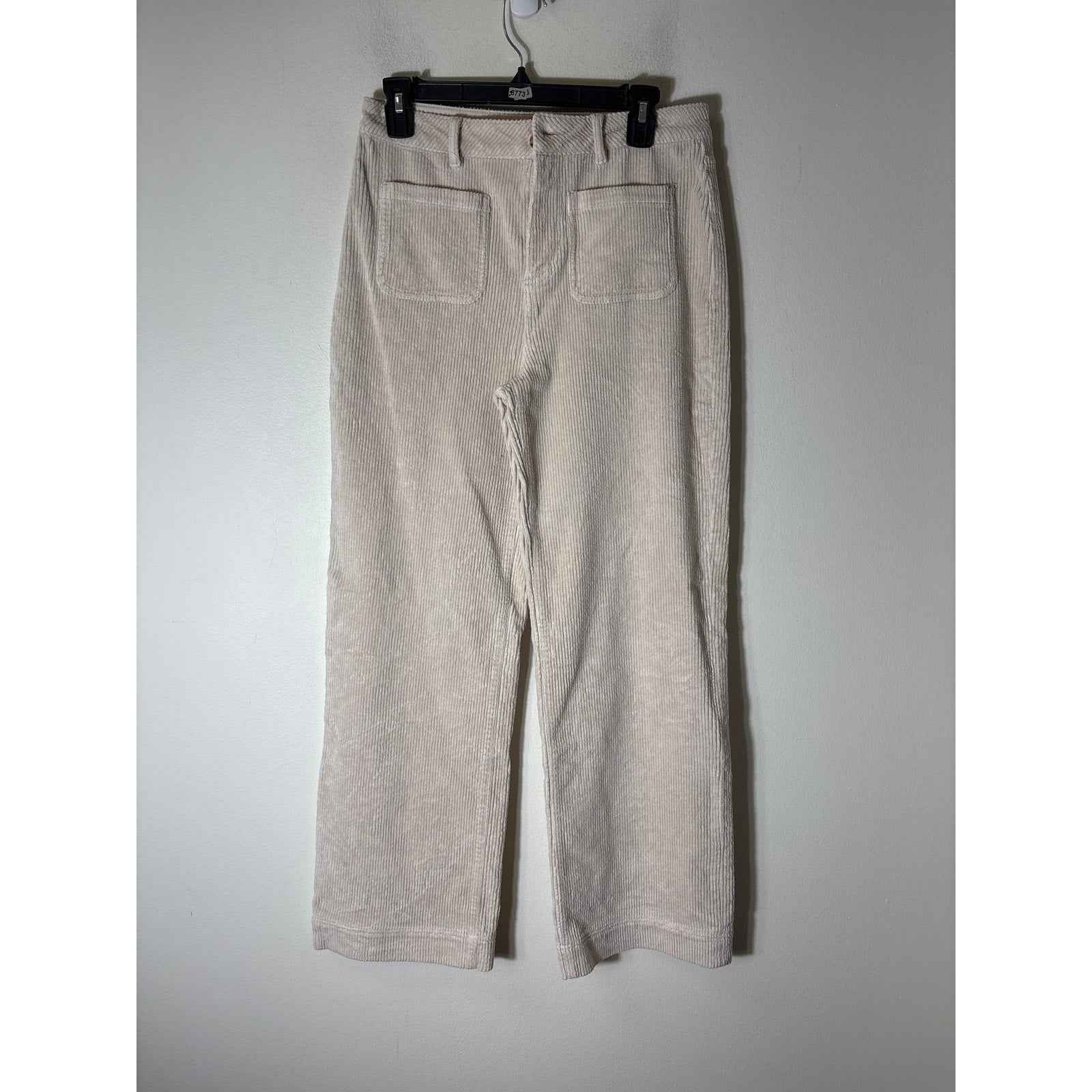 Ann Mashburn Off White Front Pocket Cordoroy Wide Leg Pants Sz 28