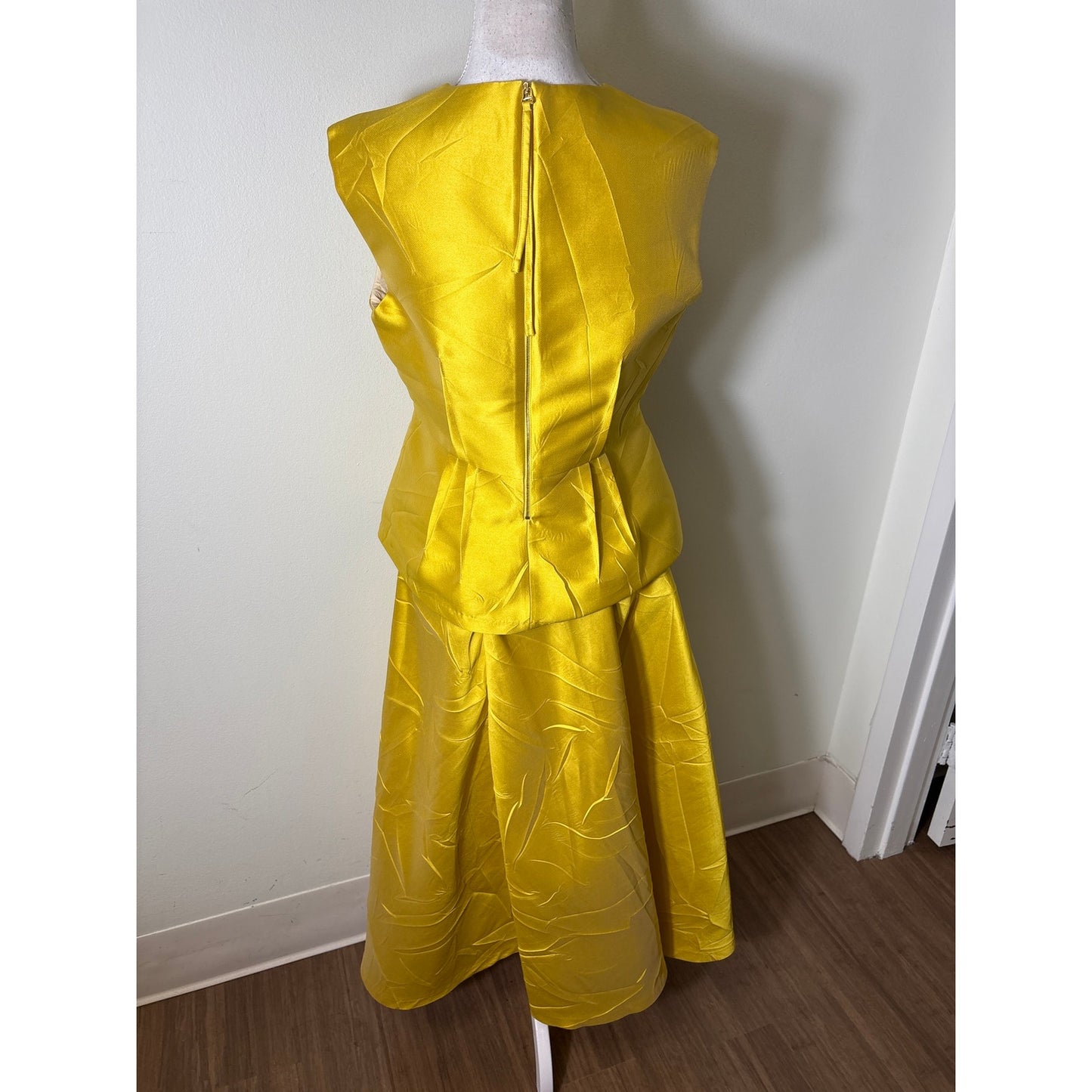 Odeeah Golden Yellow 3/4 Sleeve Top and Skirt Set Sz 34