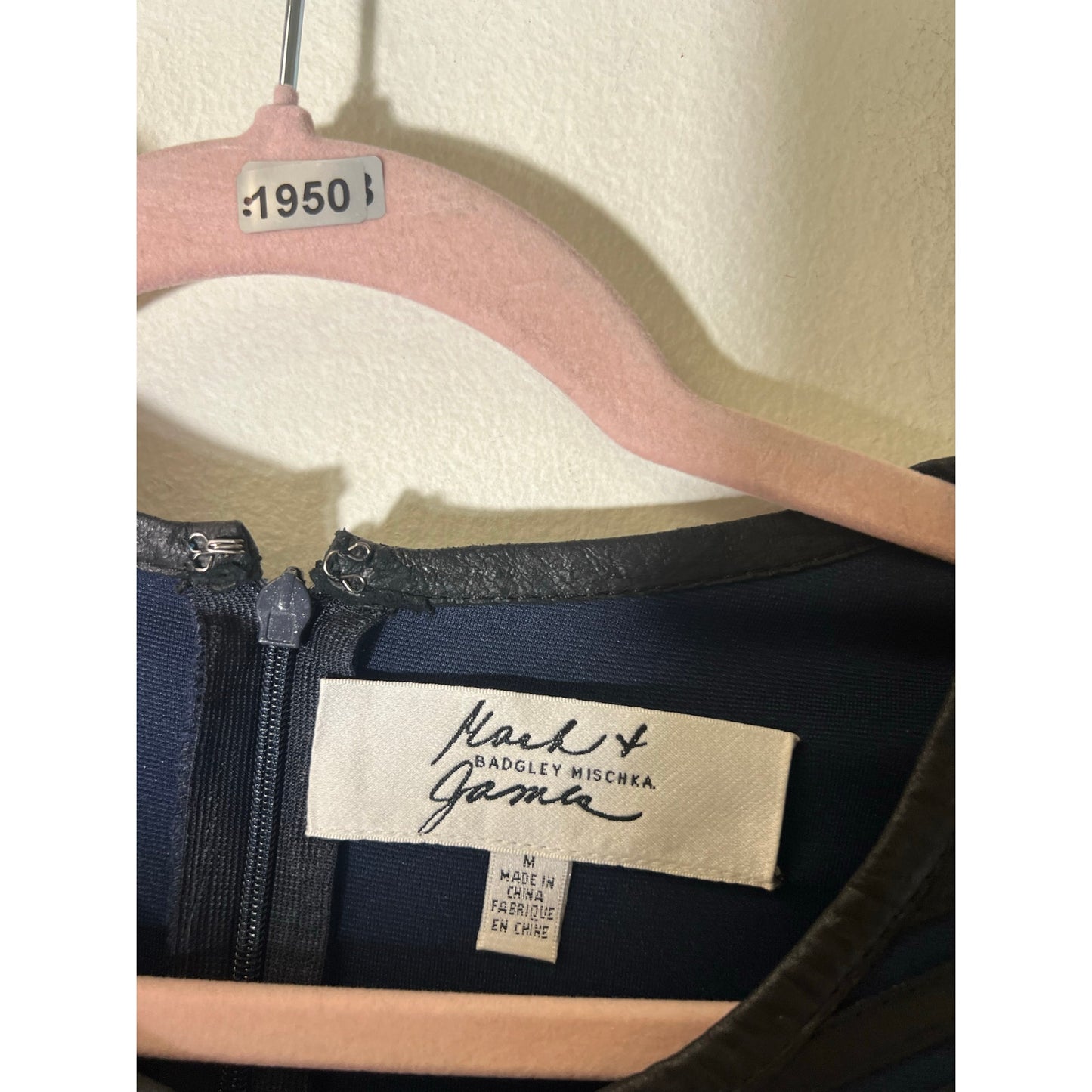 NWT Mack and James Badgley Mischka Navy Blue Black Leather Sz M