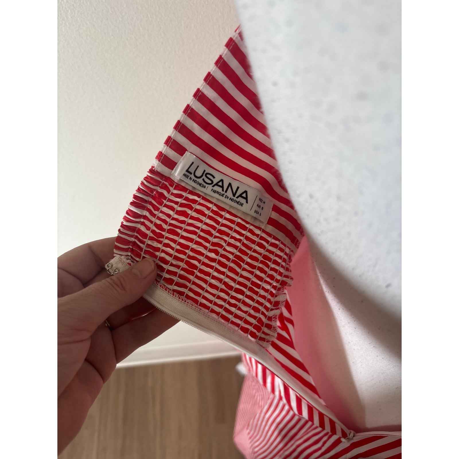 Lusana Red And White Striped Strapless Maxi Dress Sz 6