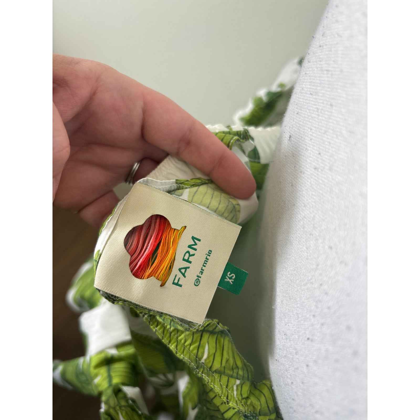 Farm Rio Green Tropical Print Backless Cotton Mini Dress Sz XS