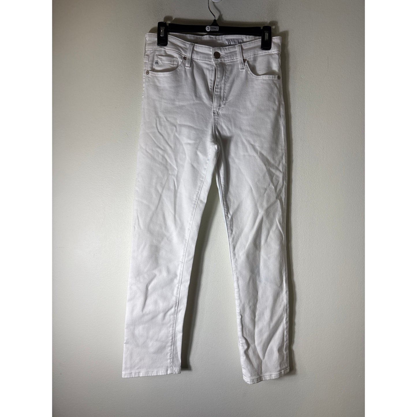 AG White "Mari Crop" High Rise Slim Straight Denim Jean Sz 27