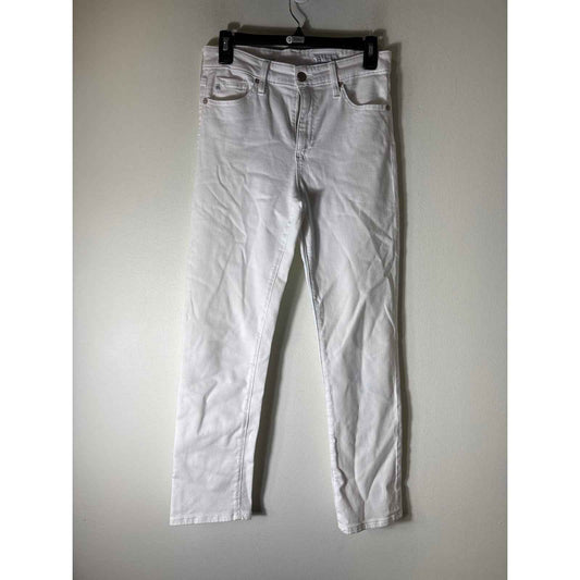 AG White "Mari Crop" High Rise Slim Straight Denim Jean Sz 27