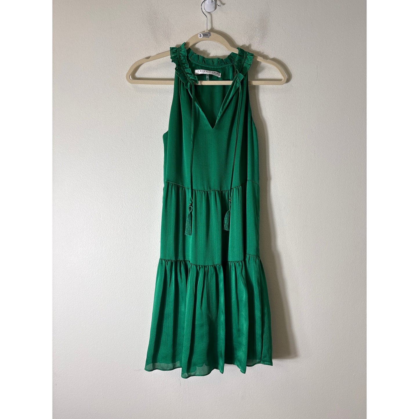 Trina Turk Classic Green Sleeveless Tiered Knee Length Dress Sz XS