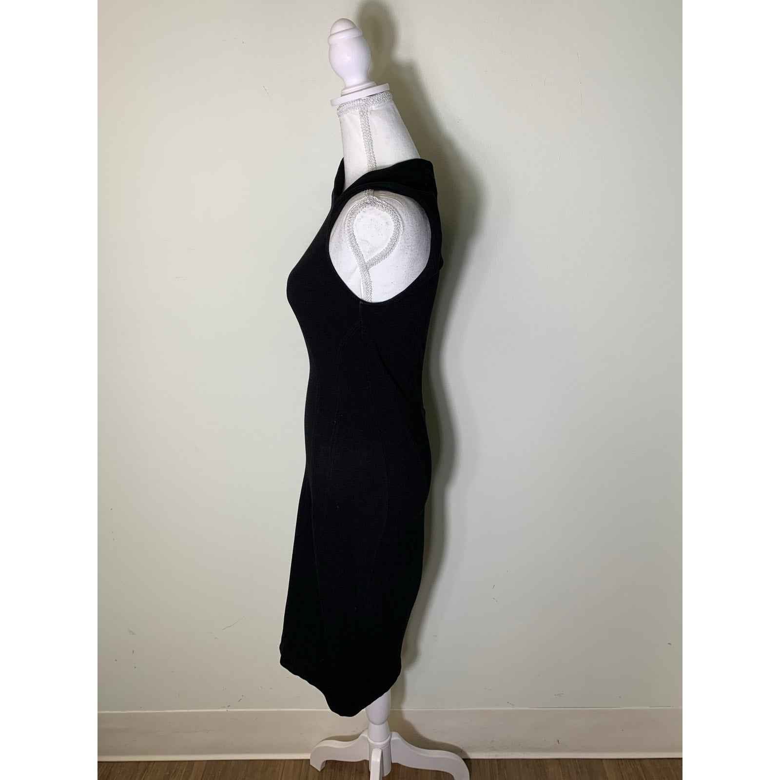 Helmut Helmut Lang Sleeveless Back Zip Bodycon Dress with Asymetrical Collar. Sz S