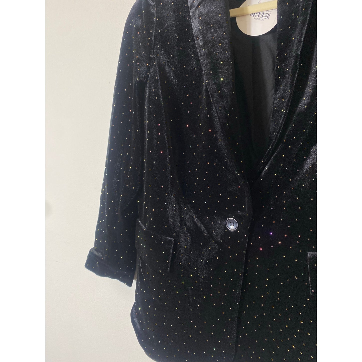 NWT Lili Sidonio Black Velvet Open Front Long Sleeve Blazer Sz XS
