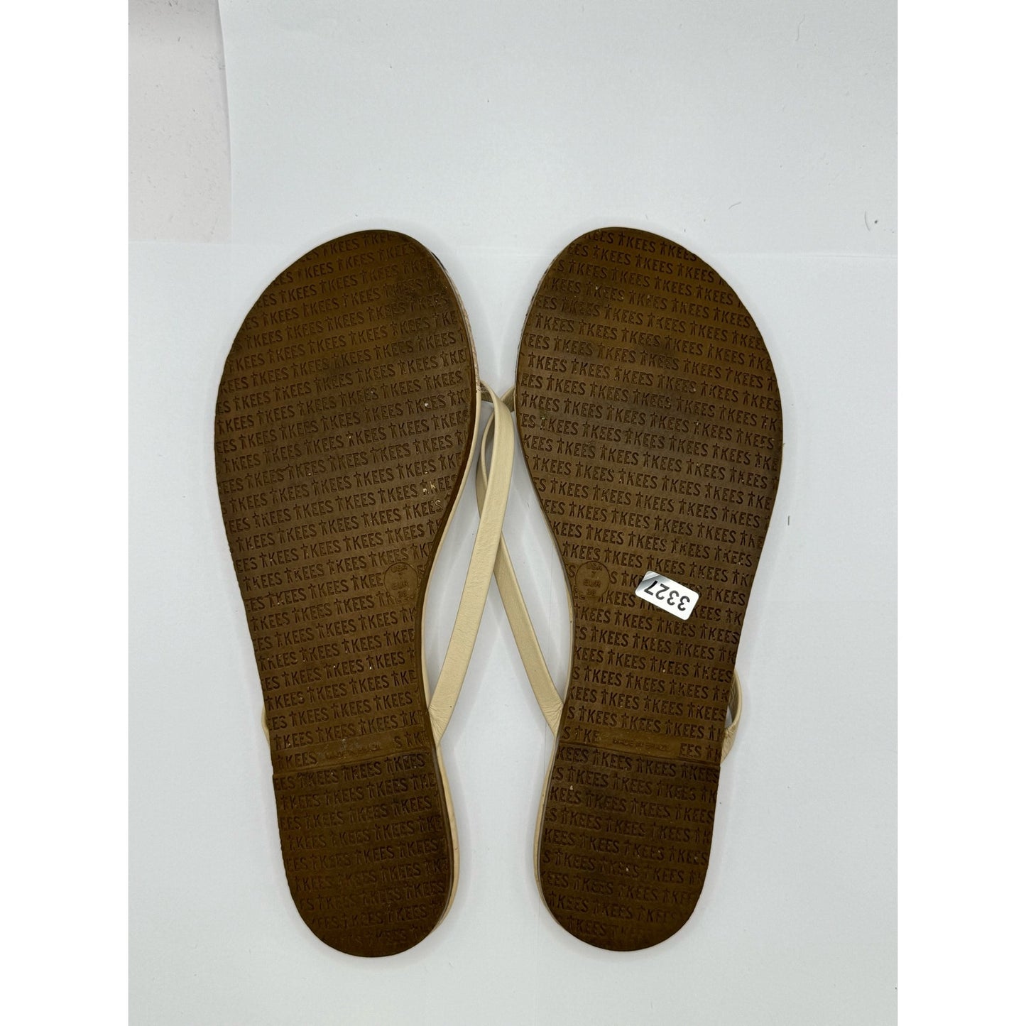 TKEES Off White Leather Flip Flop Sz 6