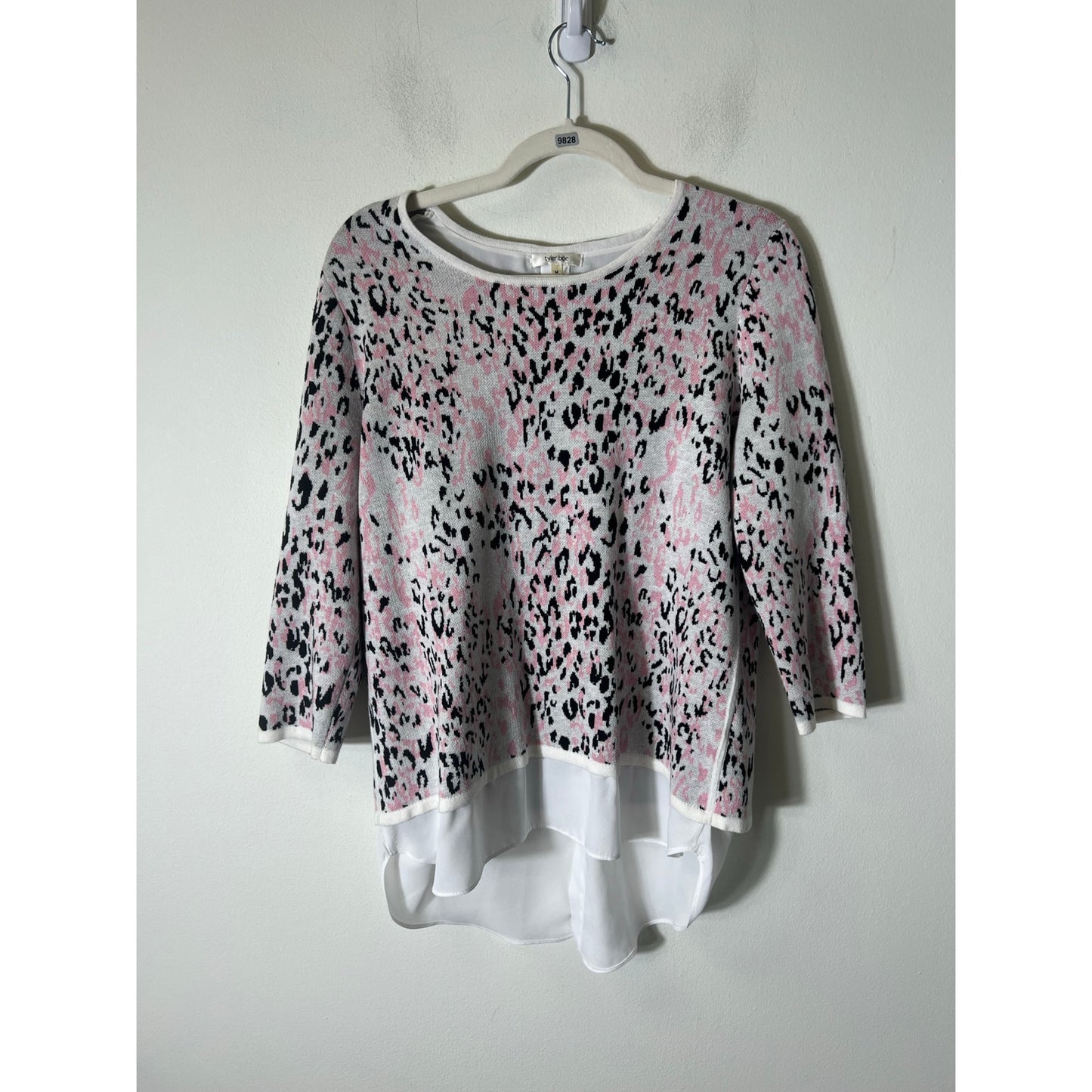 Tyler Boe Pink Black Long Sleeve Open Back Sweater/shirt Sz M