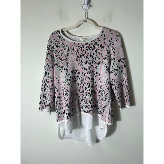 Tyler Boe Pink Black Long Sleeve Open Back Sweater/shirt Sz M