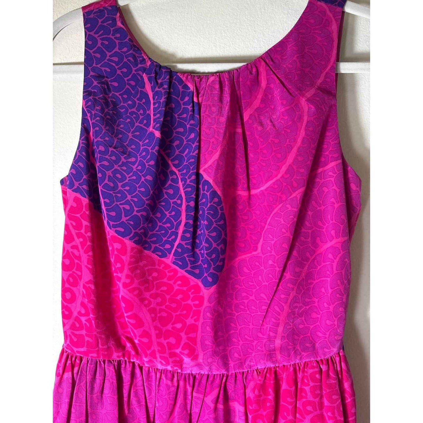 Trina Turk Hot Pink Purple Sleeveless Silk Knee Length Dress Sz 6