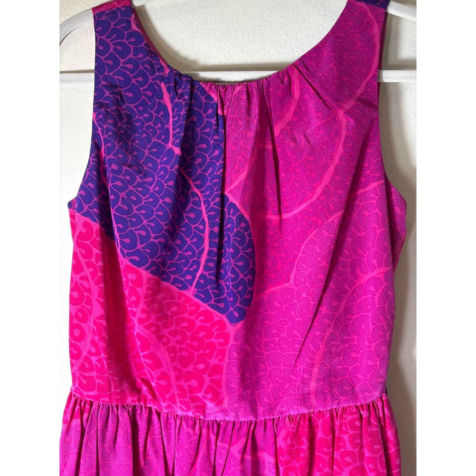 Trina Turk Hot Pink Purple Sleeveless Silk Knee Length Dress Sz 6