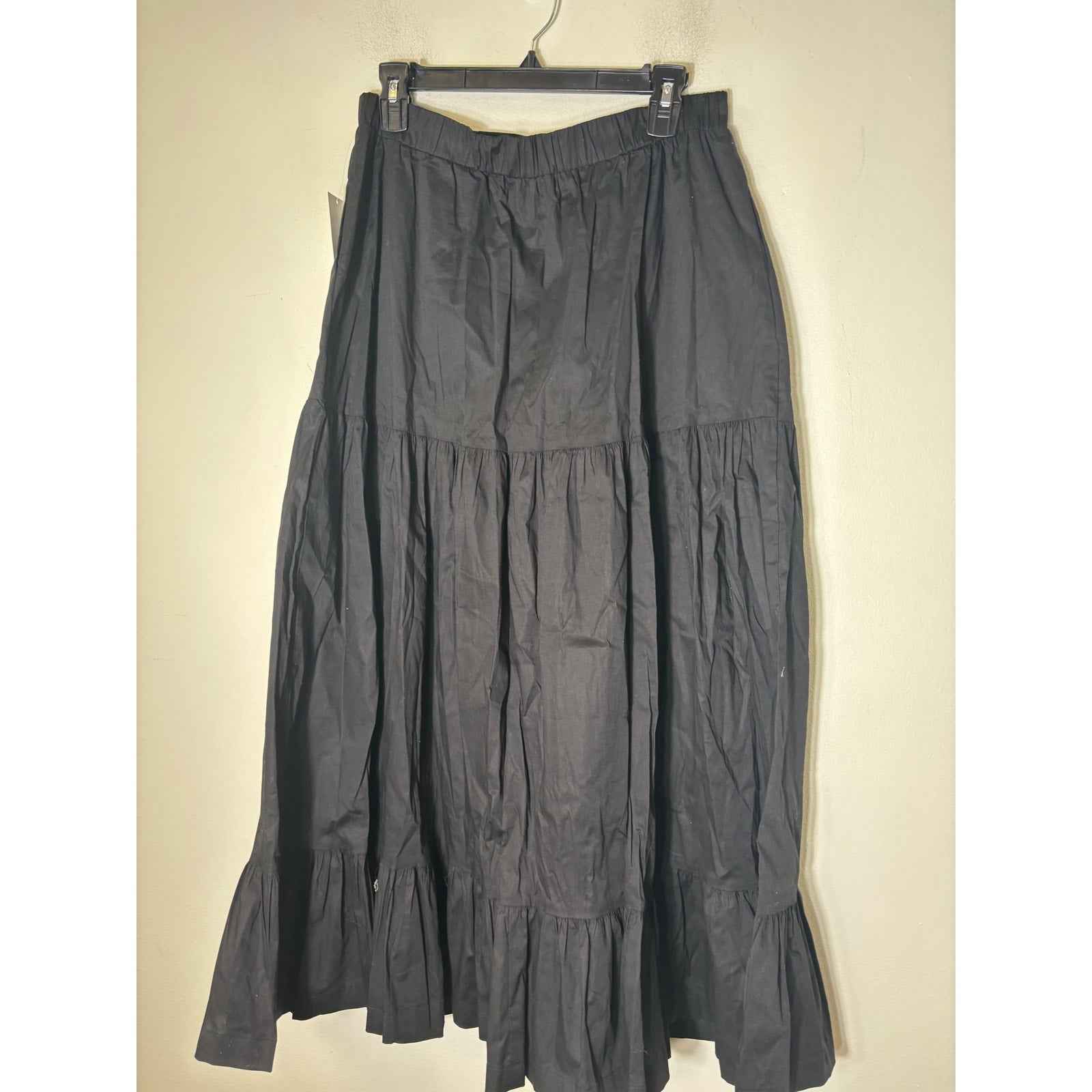 NWT Show Me Your Mumu Black Pull On Cotton Maxi Skirt Sz M
