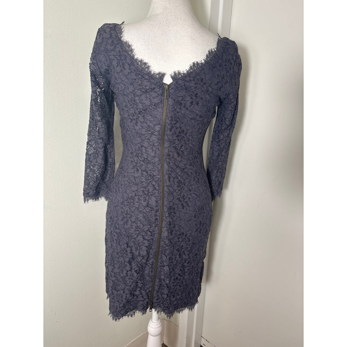 Diane Von Furstenberg Dark Plum Long Sleeve Knee Length Spec Occasion Dress Sz 2