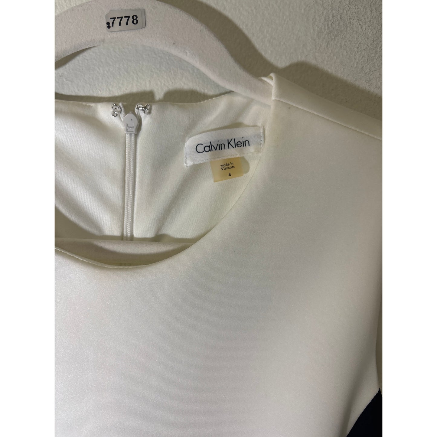 Calvin Klein White Blue Colorblock Sleeveless Midi Dress Sz 4