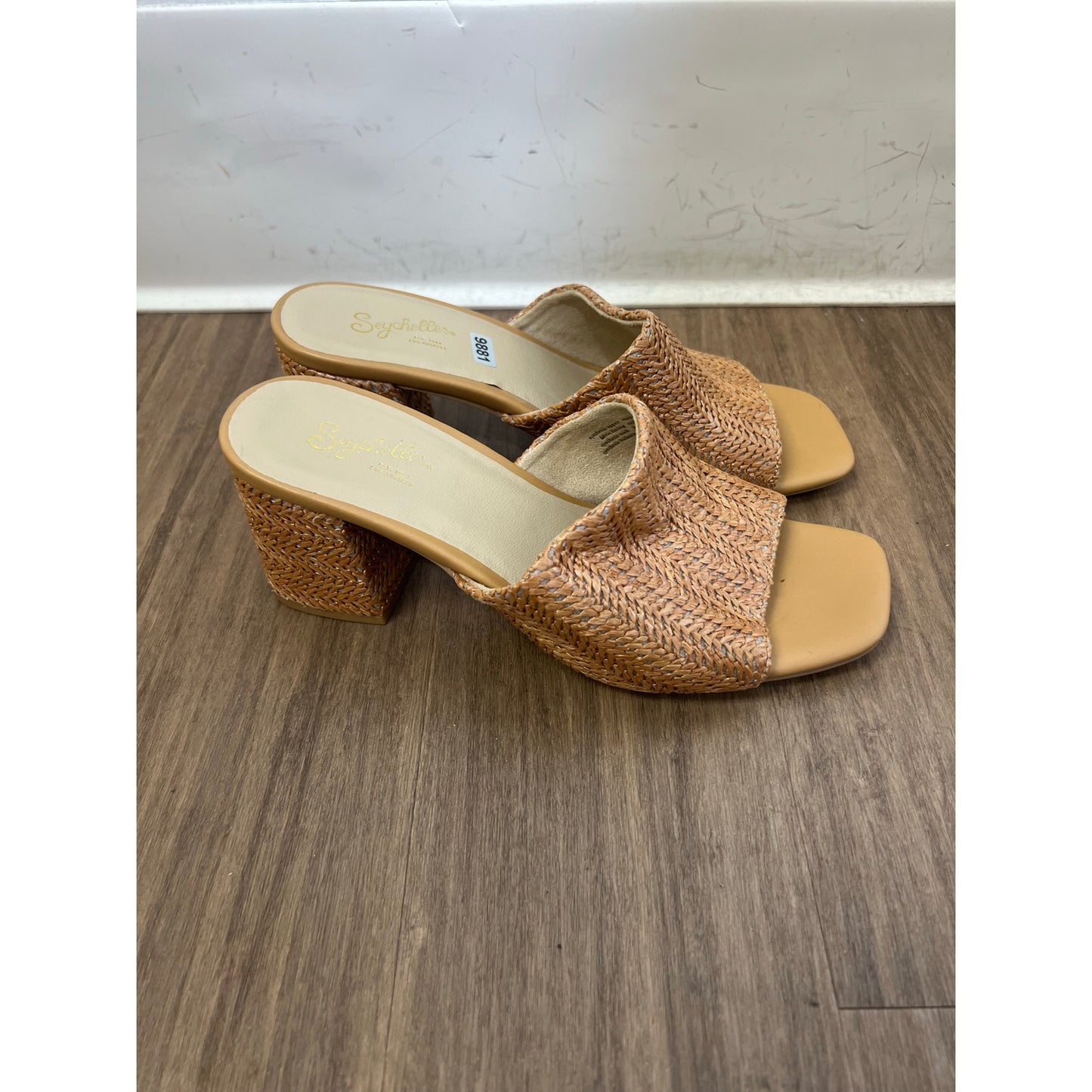 Sychelles Tan Natural Fiber Woven Slide Sandal Sz 8