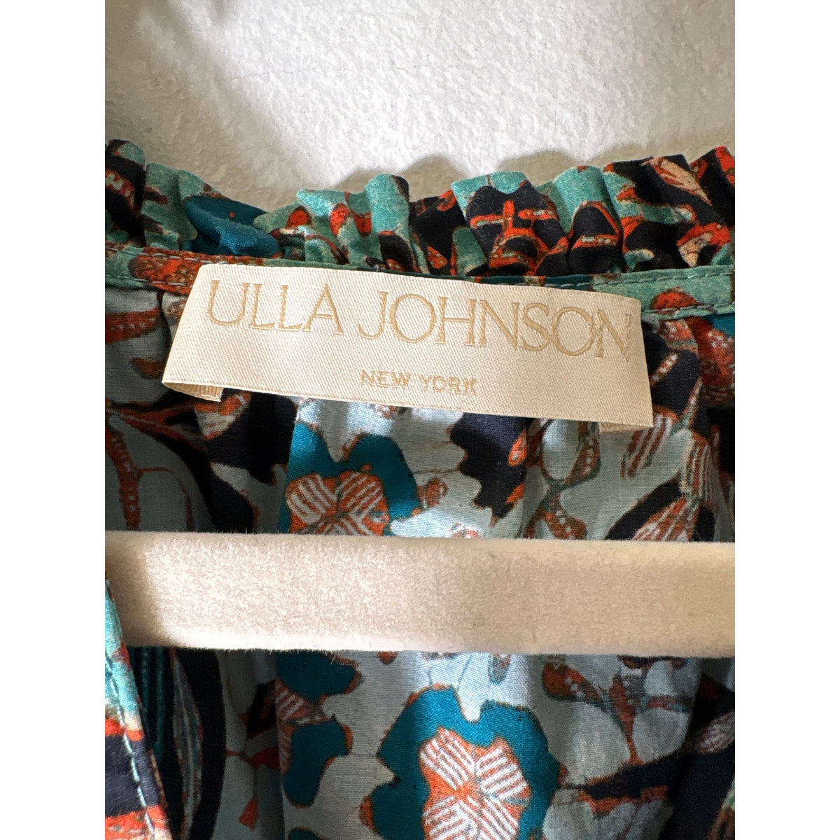 Ulla Johnson Green Half Puff Sleeve Cotton Shirt Sz 6
