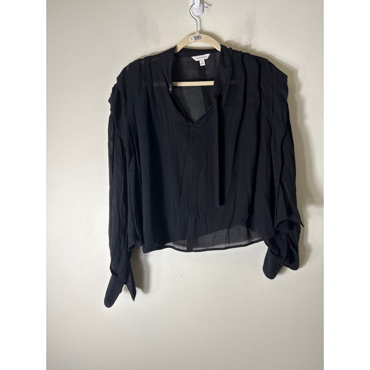 Banana Republic Black Sheer Blouse Sz S