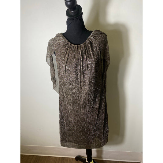 Trina Turk Gold Cocktail Cape Dress Sz 4