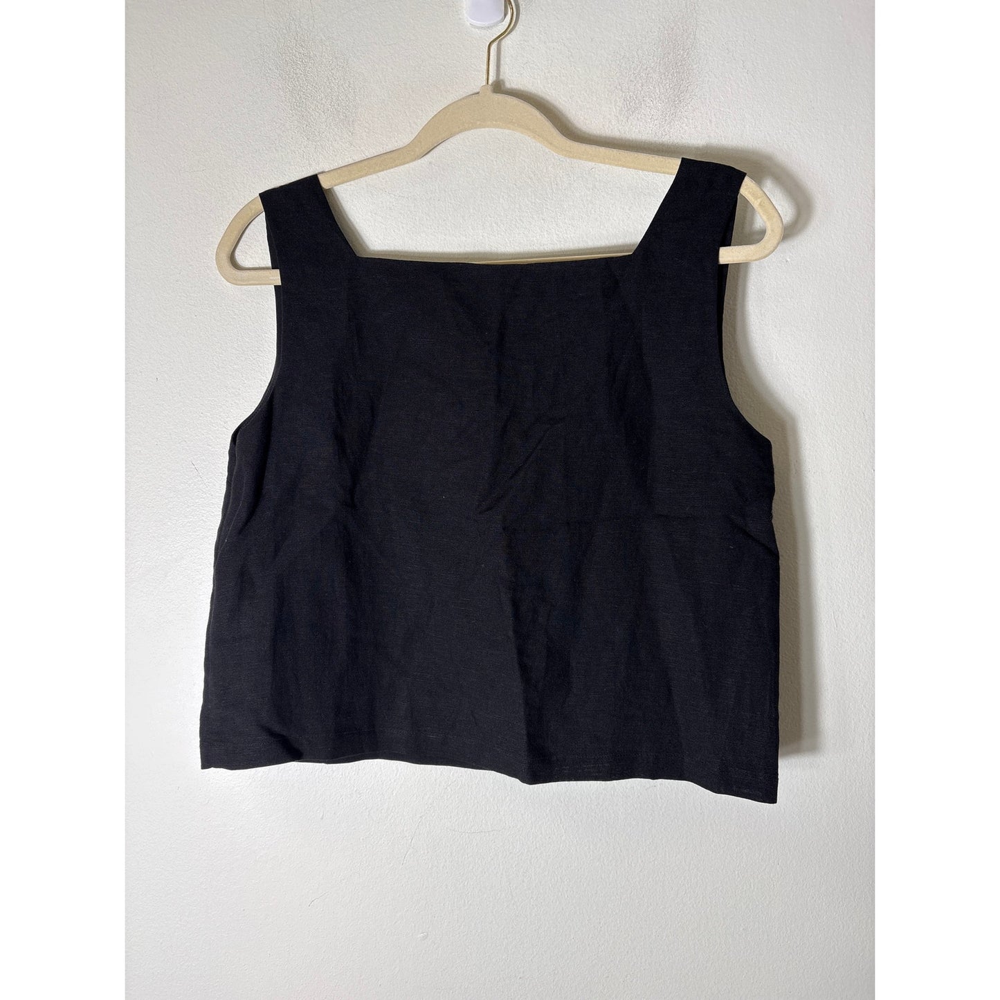 Emerson Fry Black Linen Boxy Tank Sz S