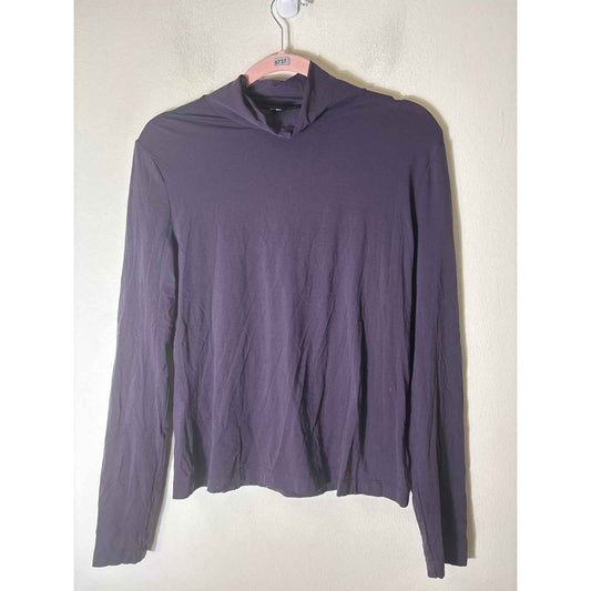St. John Plum Fitted Turtleneck Shirt Sz M