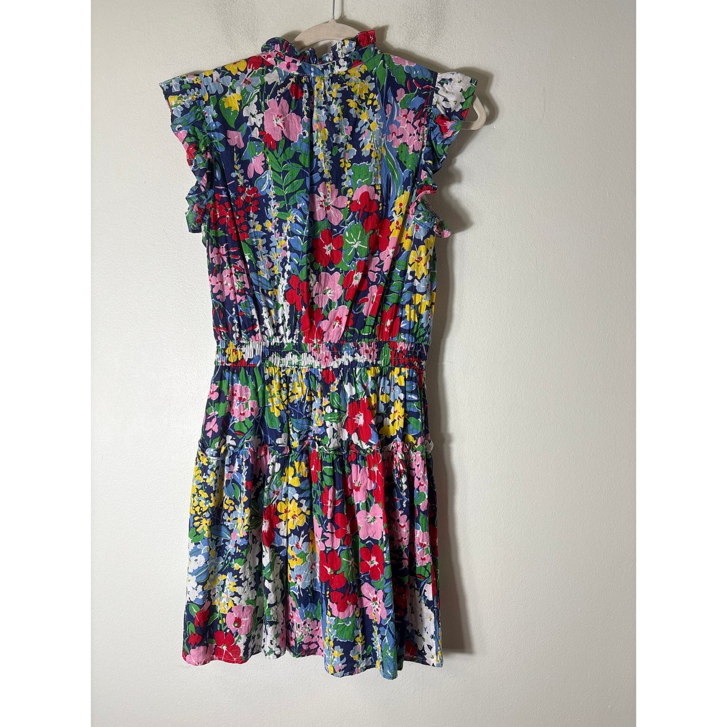 PINCH Multicolor Floral Flutter Sleeve Cotton Knee Length Dress Sz S
