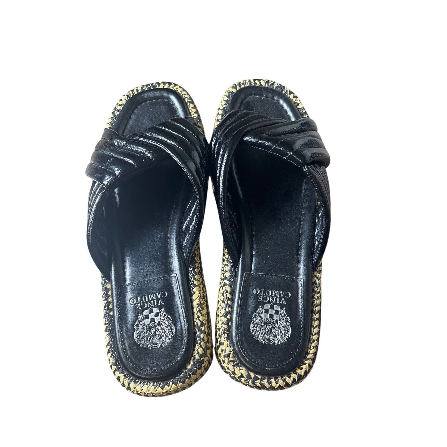 Vince Camuto Liquid Black Rafia Sole Sandal Sz 9.5