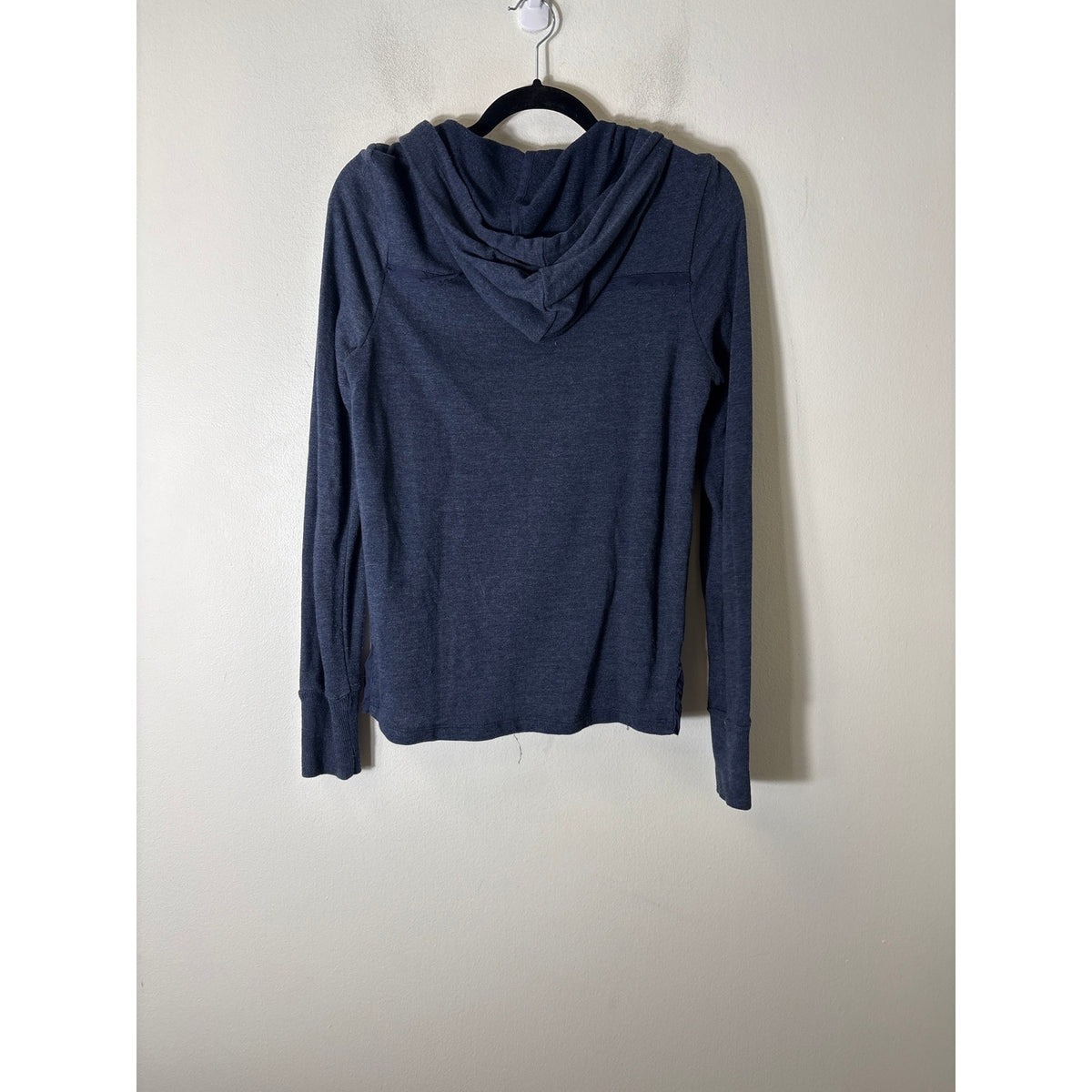 By Eloise Navy Hooded Mixed Media Sweatshirt Sz M