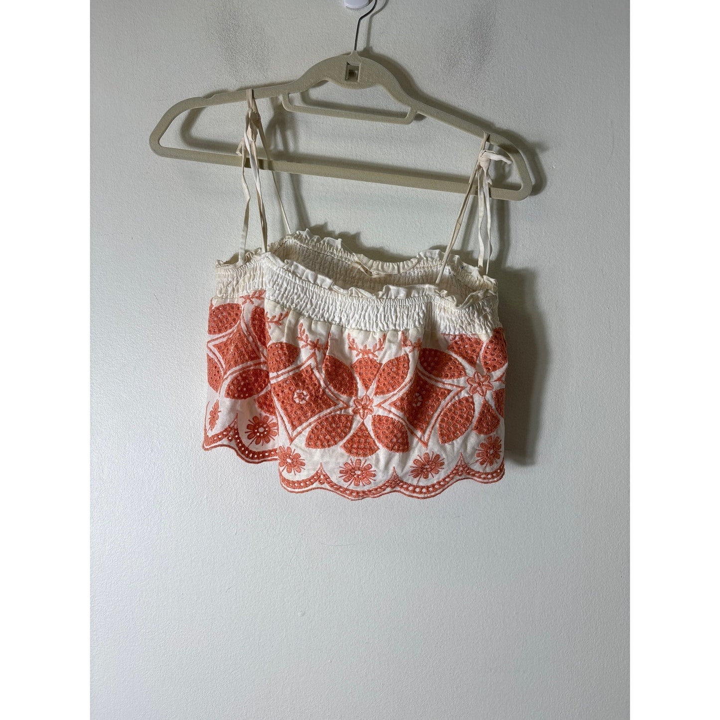 Illa Illa Peach and White Crop Top and Mini Skirt Set Sz S