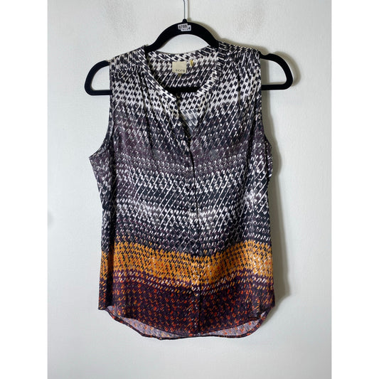 ecru Top. Sleeveless. Loose Fit. Longer Back Sz S