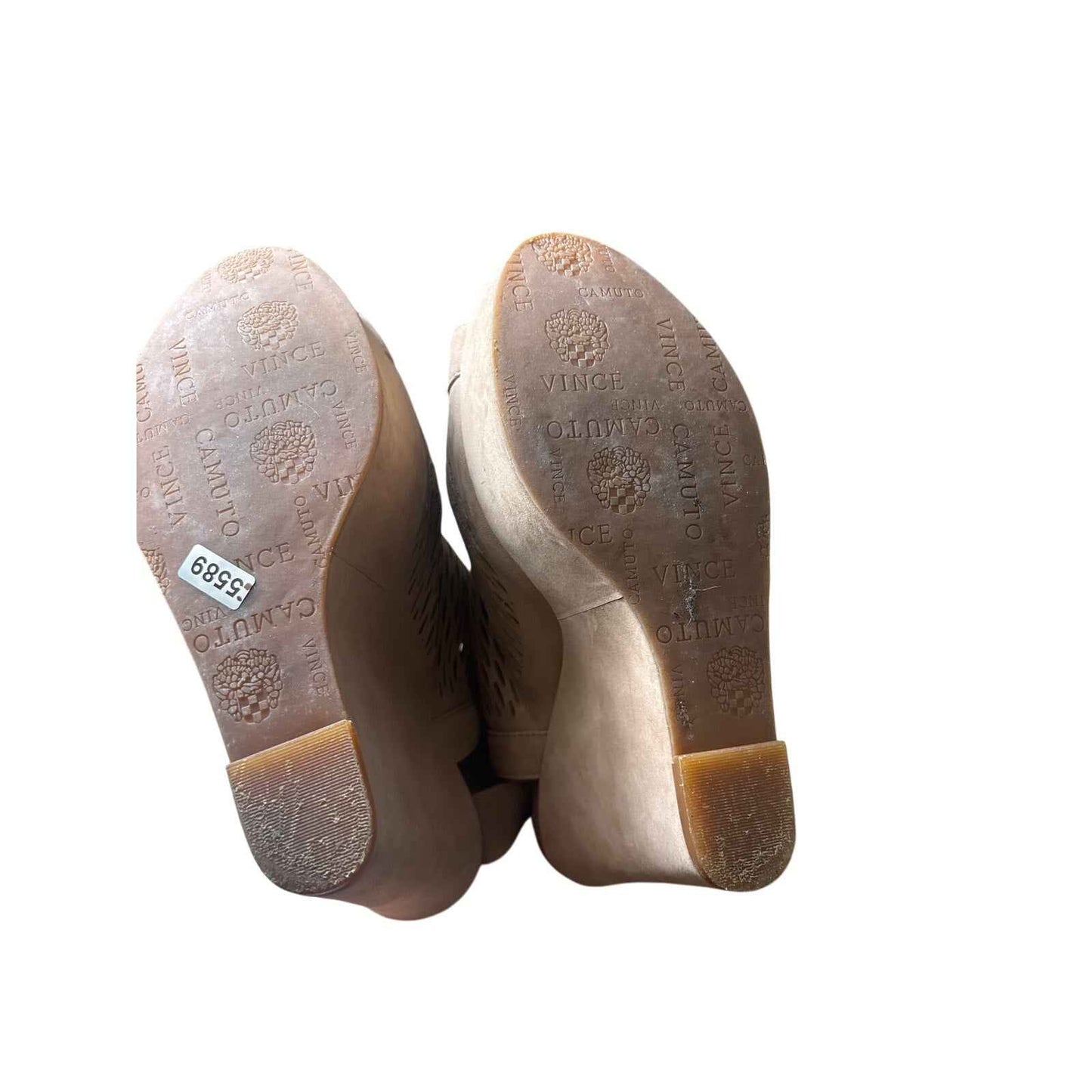 Vince Camuto Brown Laser Cut Ankle Sandals Sz 8