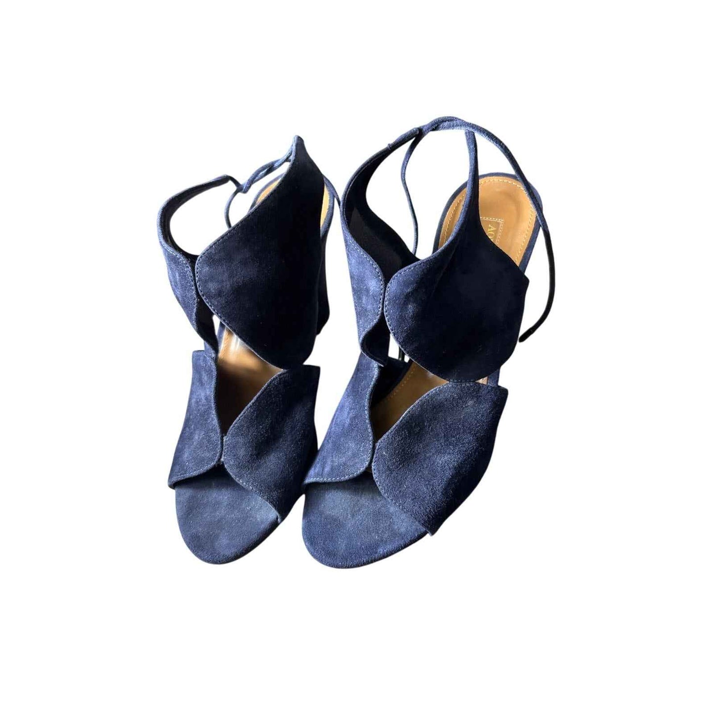 Aquazzura Firenze Navy Suede Wedges Sz 38 (7.5)
