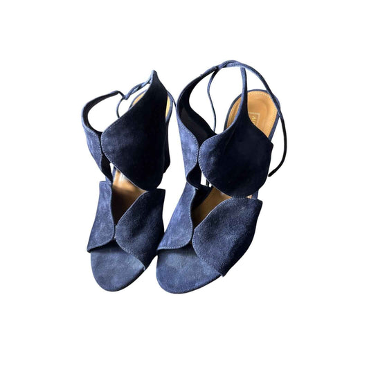 Aquazzura Firenze Navy Suede Wedges Sz 38 (7.5)