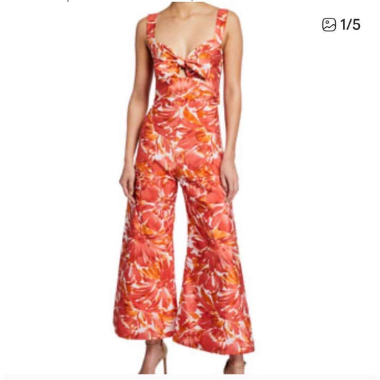 Alexis Pinkish Orange Floral Sleeveless Wide Leg Jumpsuit Sz S