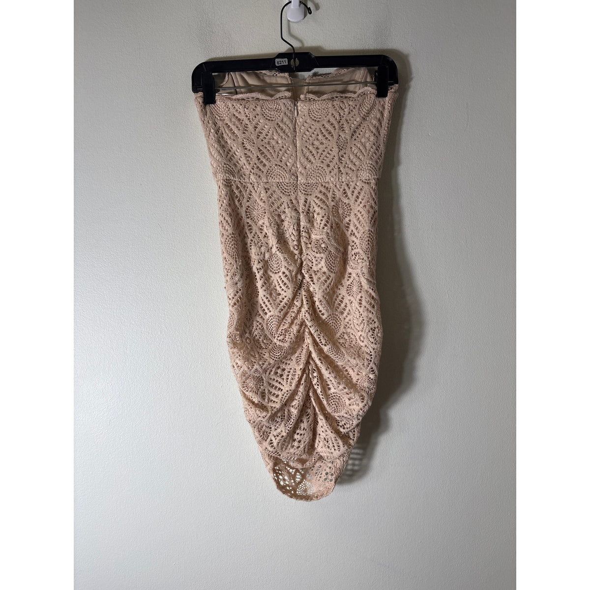 Michael Costello X Revolve Nude Lace  Mini Strapless Dress Sz XS