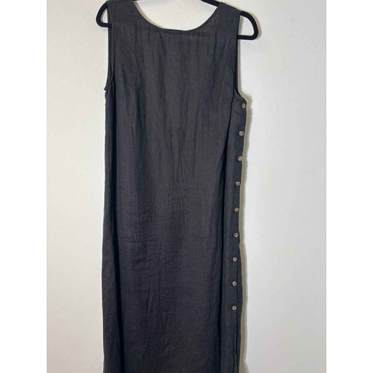 Reformation Black Scoop Back Side Button Midi Dress Sz XS