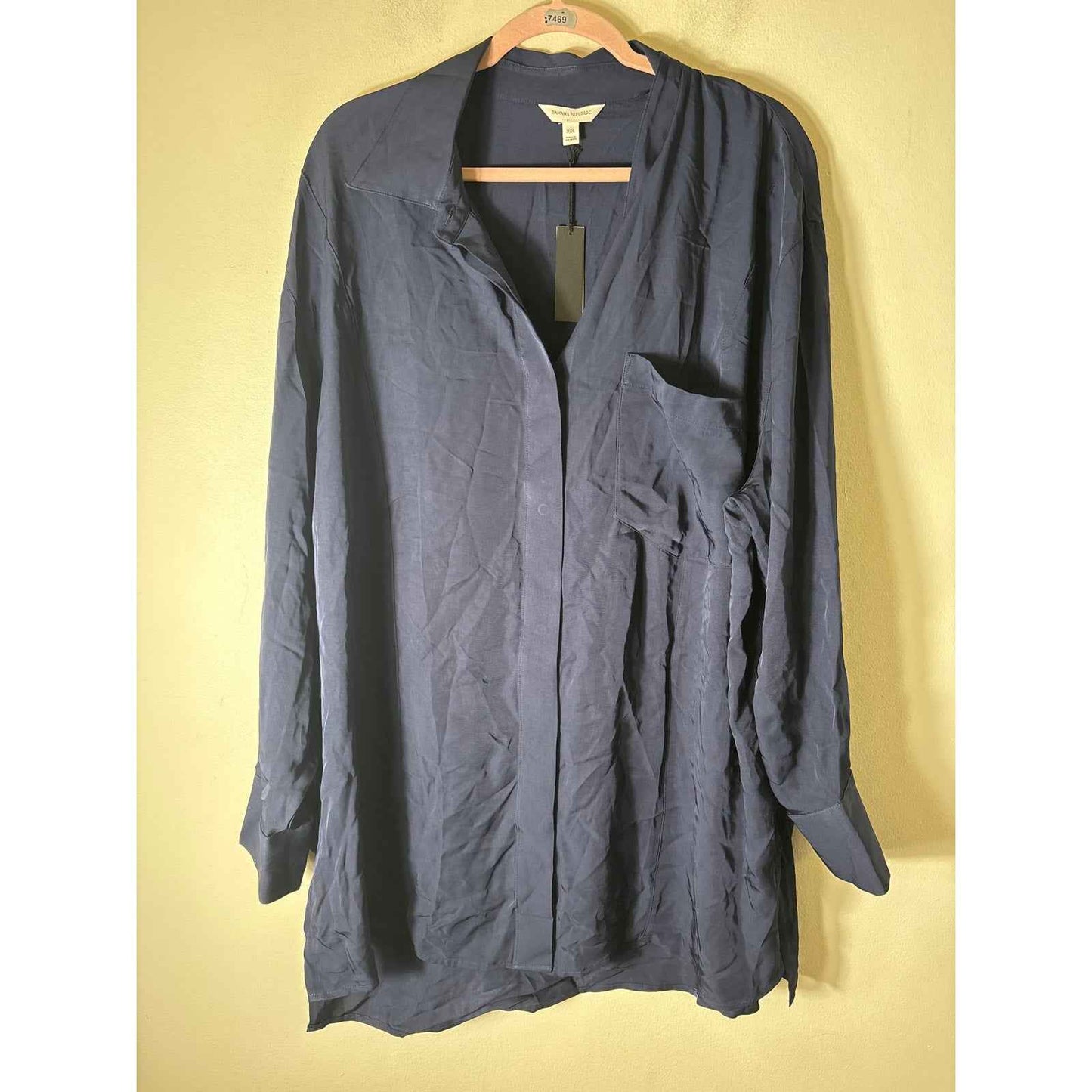 NWT Banana Republix Navy Button Up Blouse Sz XXL