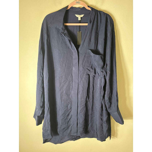 NWT Banana Republix Navy Button Up Blouse Sz XXL