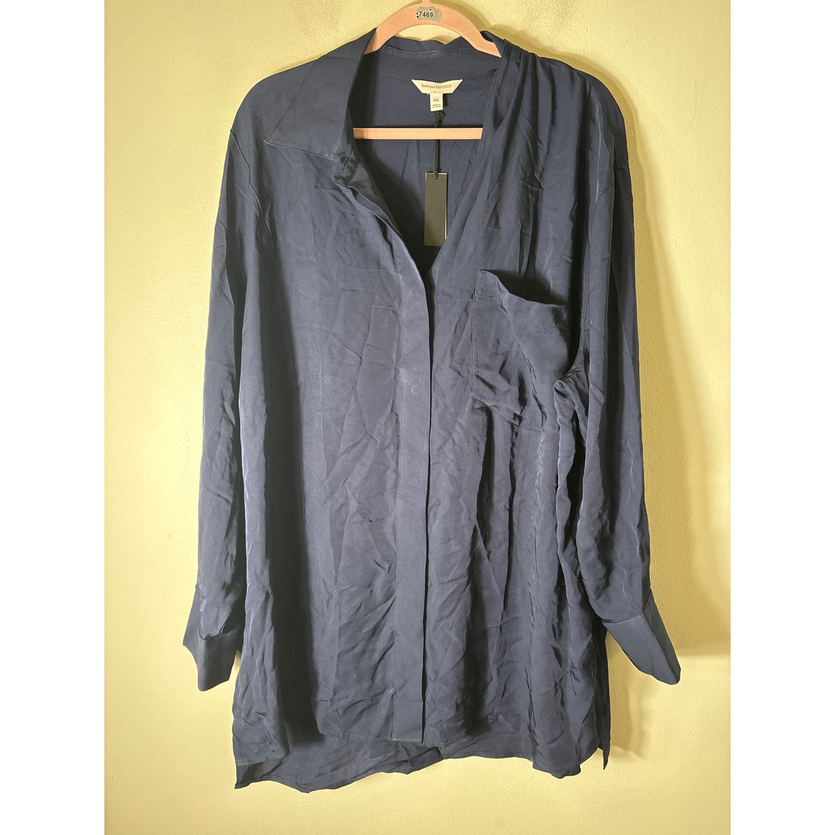 NWT Banana Republix Navy Button Up Blouse Sz XXL