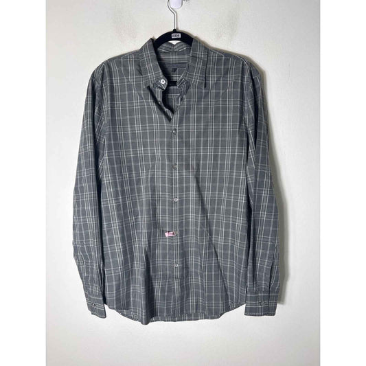 Men's John Varvatos Dark Greenish Gray Long Sleeve Button Sown Shirt Sz M