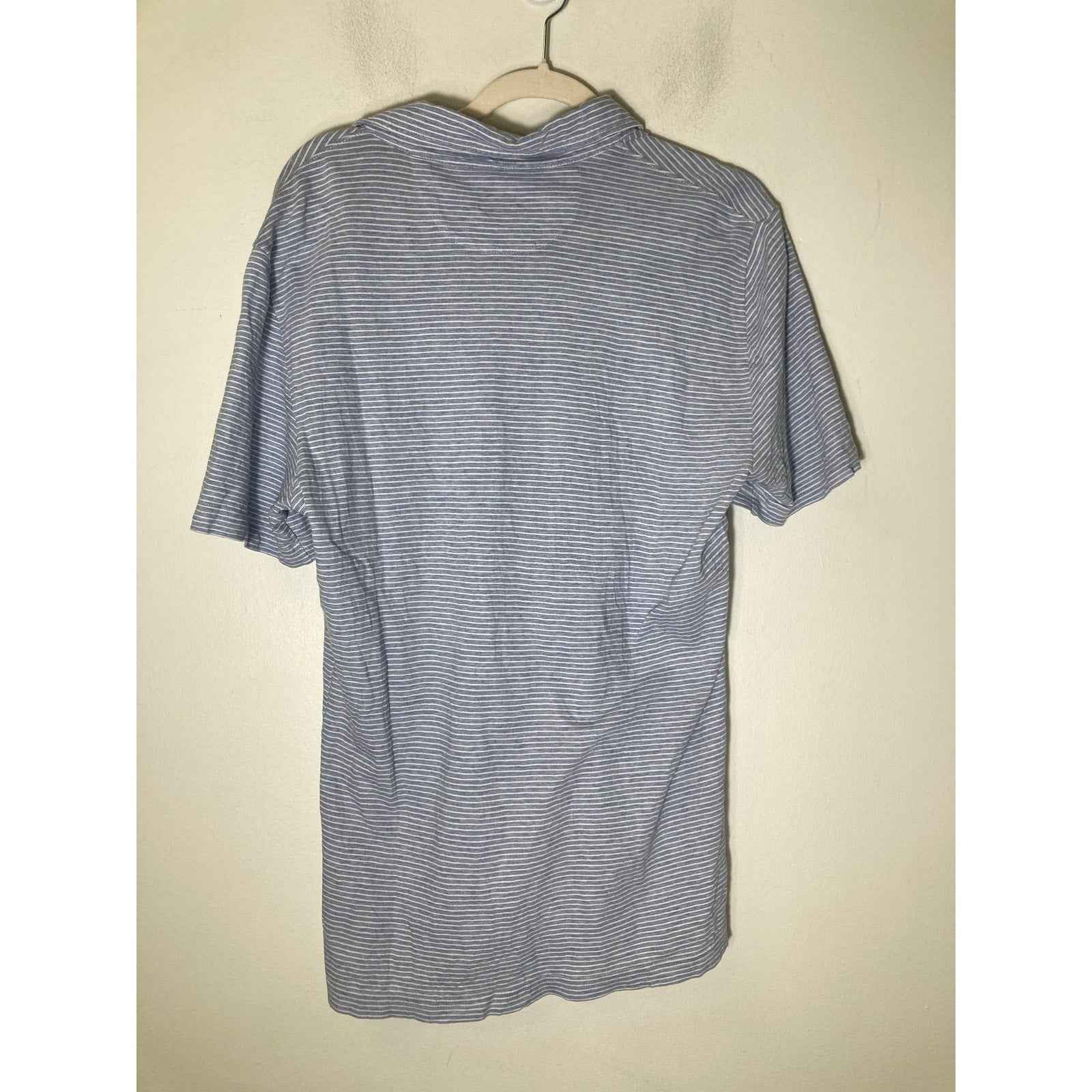 Men's Faherty Blue and White Striped Polo sz M