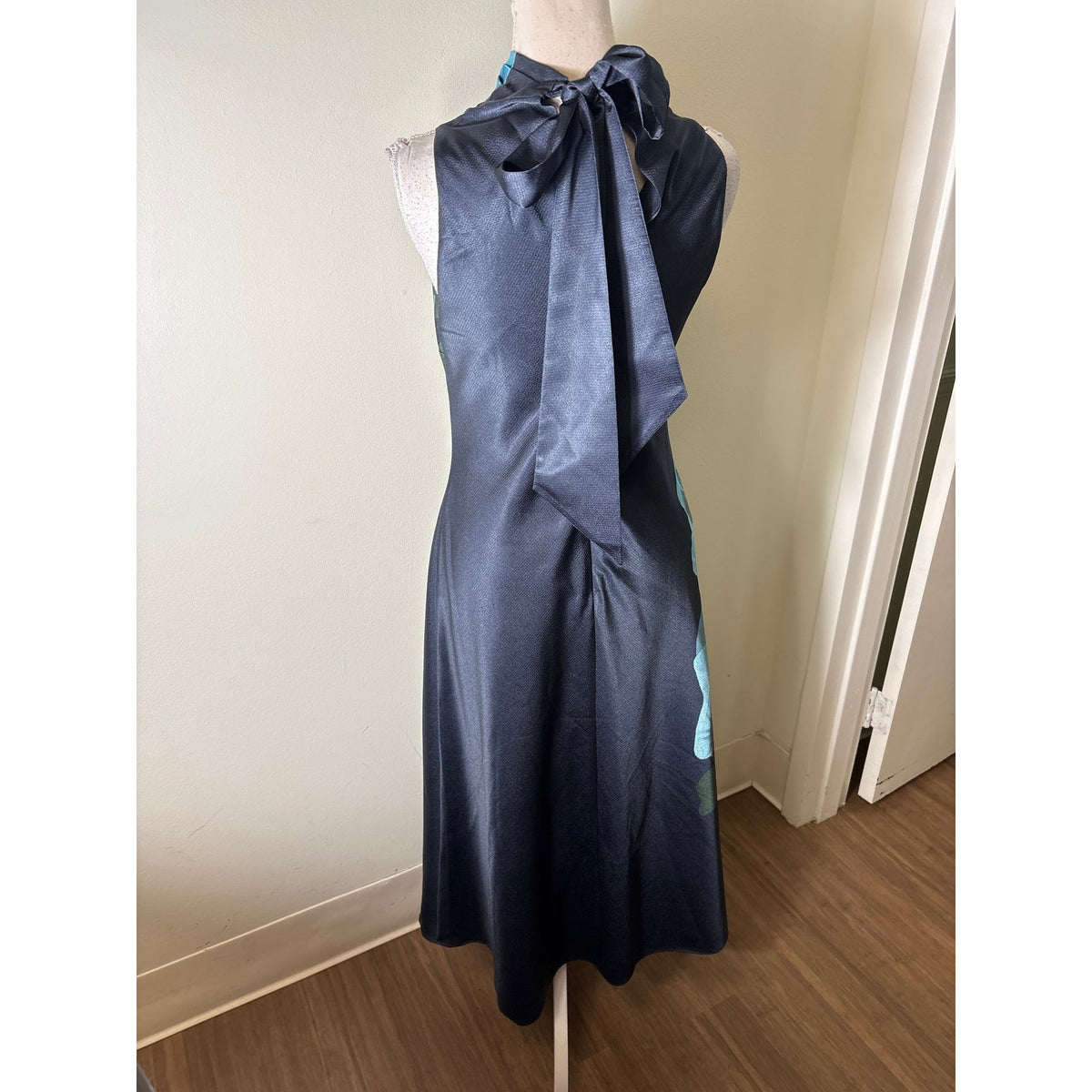 Ted Baker Navy Floral Halter Tie Neck Maxi Dress Sz 1 (2-4)