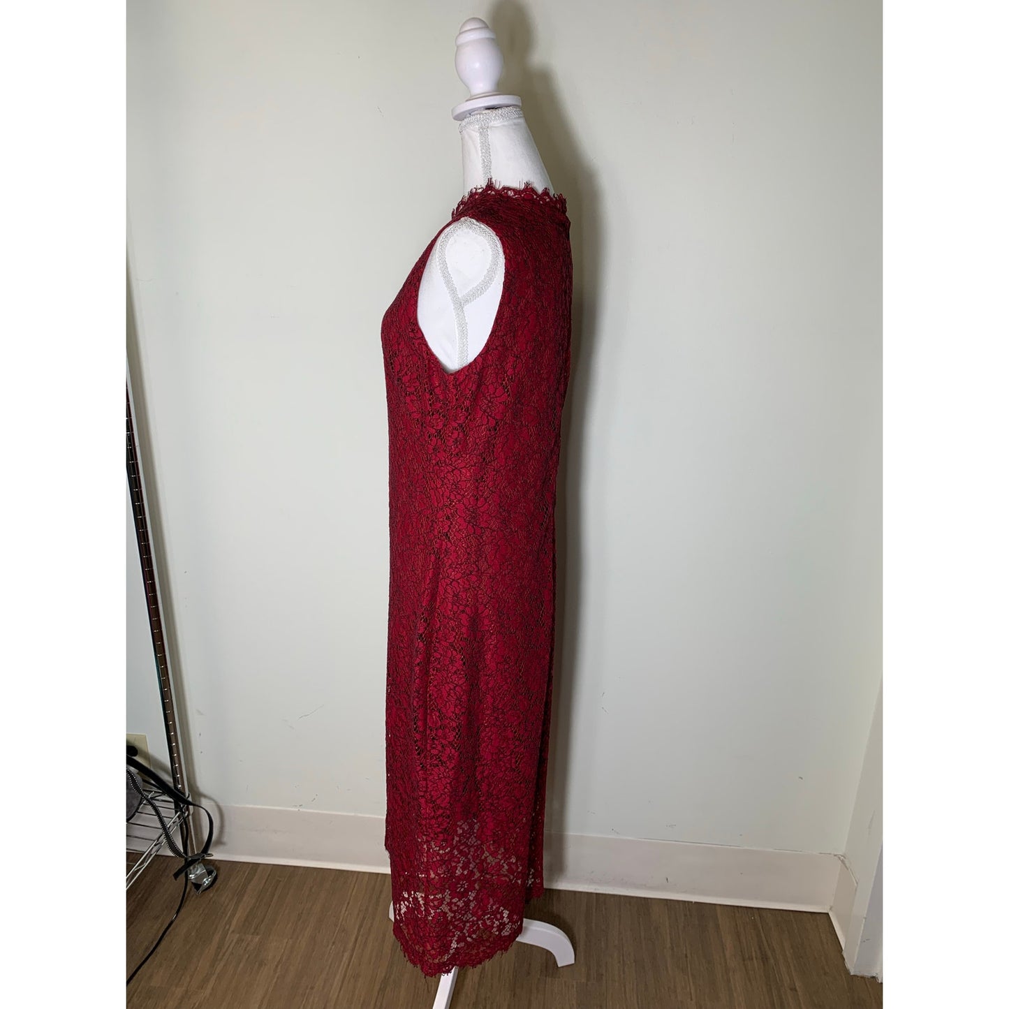 Shoshanna Red Sleeveless Floral Lace Maxi Dress Sz 10