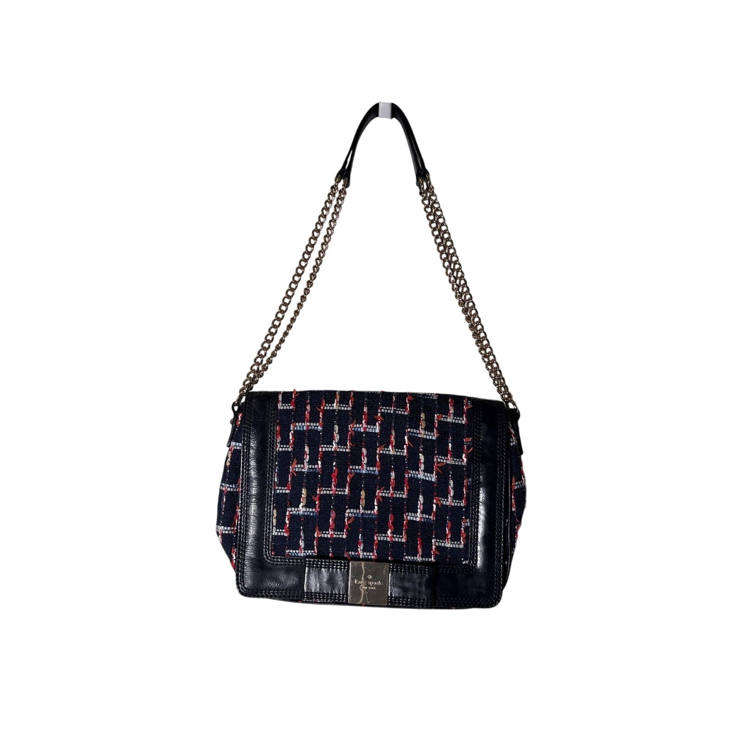 Kate Spade Red White & Blue Foldover Chain Shoulder Bag Sz 11"x8"