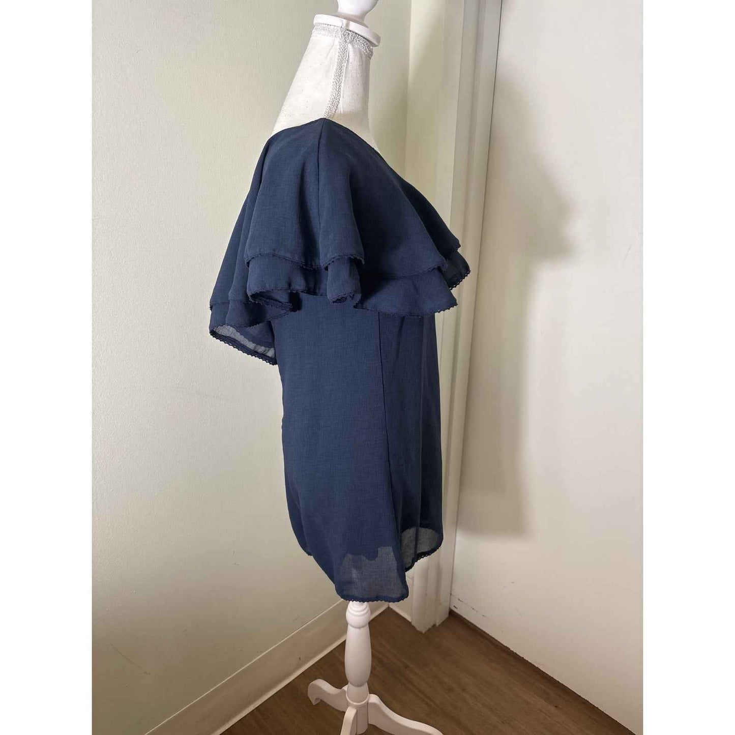 Honey Bella Navy One Shoulder Romper Sz L