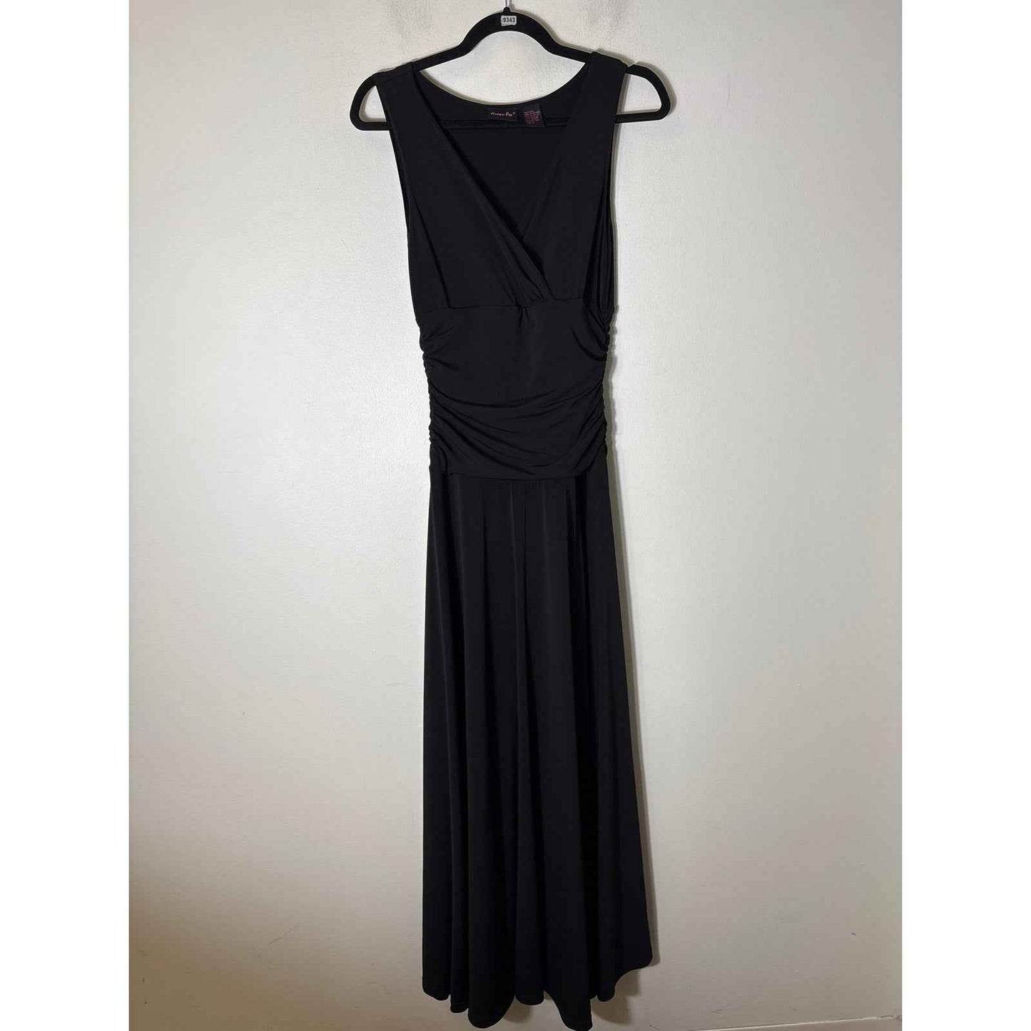 Shape FX Black Sleeveless V-Neck Ruched Waist Evening Dress Sz S
