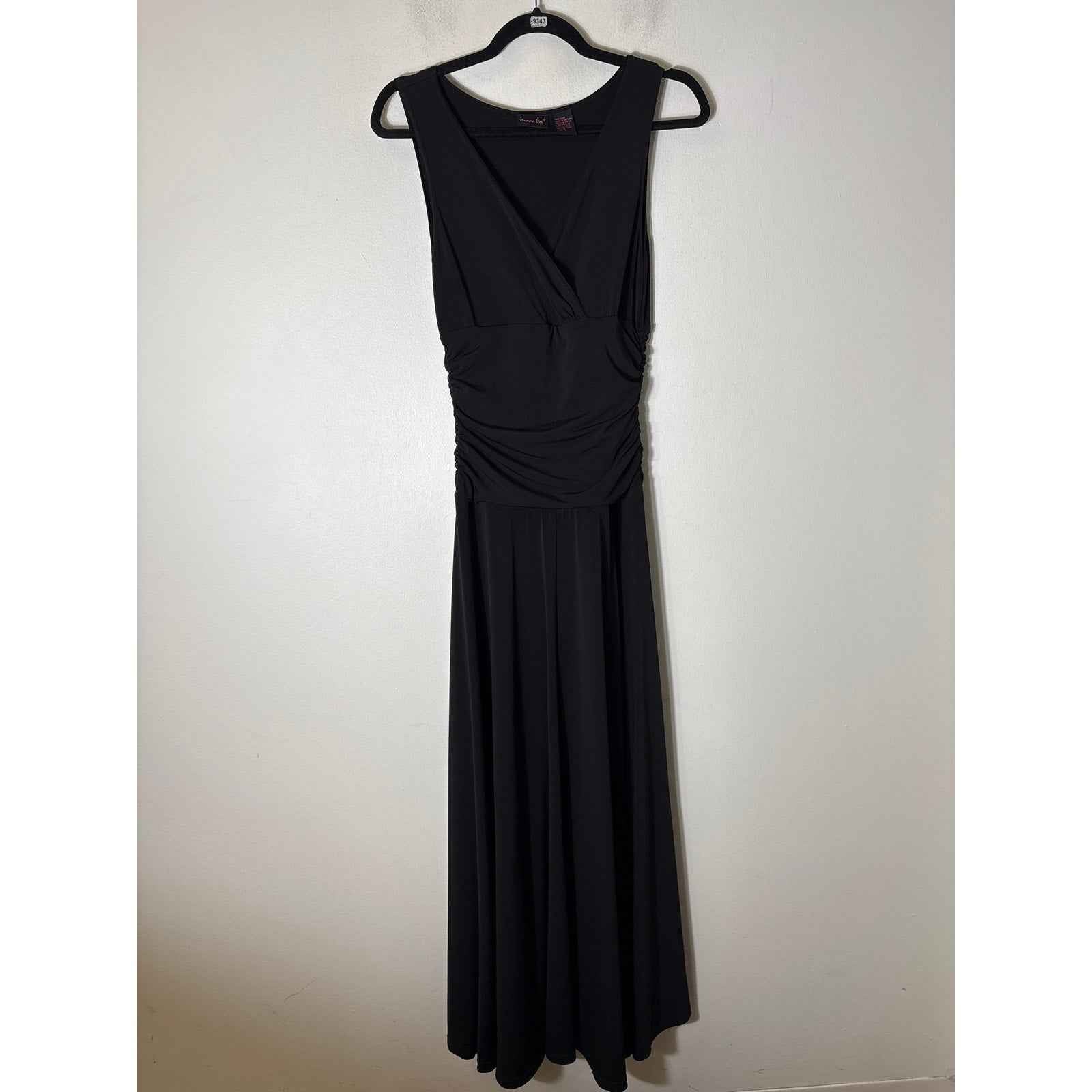 Shape FX Black Sleeveless V-Neck Ruched Waist Evening Dress Sz S