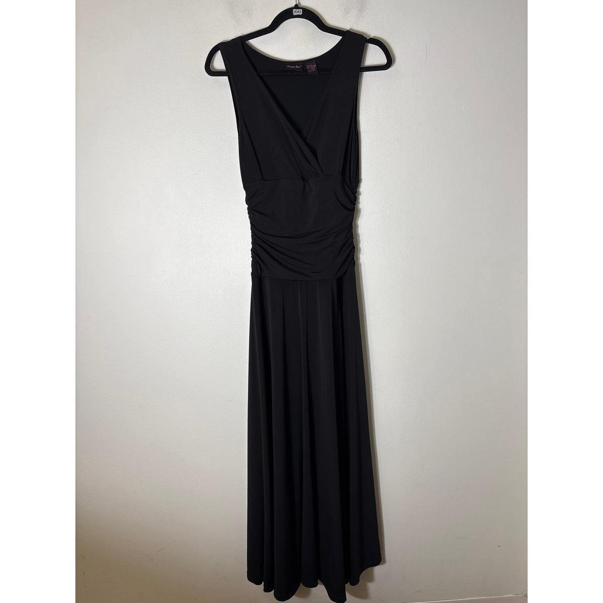 Shape FX Black Sleeveless V-Neck Ruched Waist Evening Dress Sz S